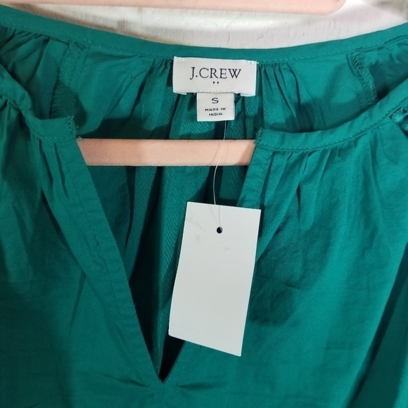 J. Crew Factory green long sleeve peasant ruffle shirt new - Picture 4 of 7